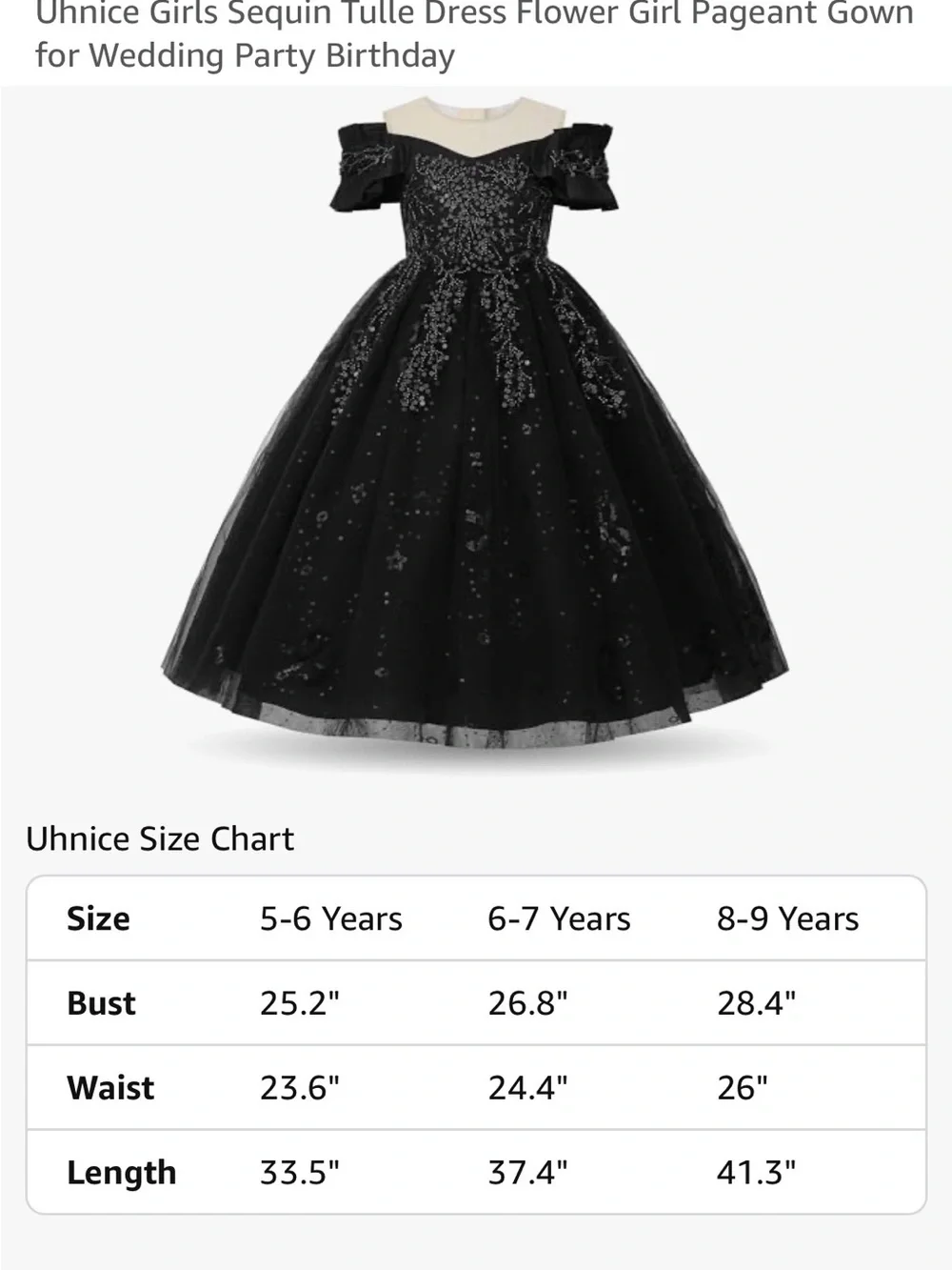 Black Sequin Tulle Formal Dress for Girls - Elegant Party Gown